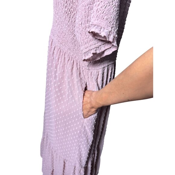 NEW Kervology Short Sleeve Smocked Maxi Dress 2XL Pink Super Stretch Pockets - Picture 7 of 12
